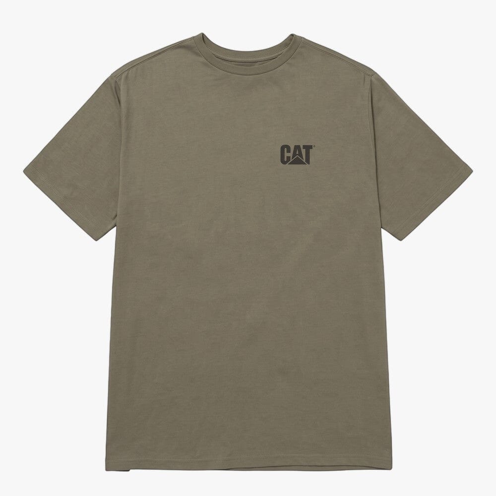 Caterpillar Mens Small Logo Short Sleeve Tee Dusty Olive Washed Black | Caterpillar