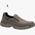 Caterpillar Mens Threshold Slip On Shoe Bungee Cord in grey leather, featuring visible stitching and a rugged outsole.