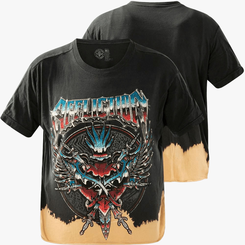 Affliction Womens Pierced Rock Short Sleeve Tee Black | Affliction