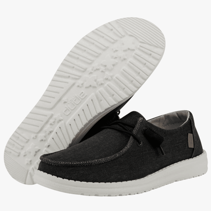 Hey Dude Womens Wendy Chambray Shoe Off Black | Hey Dude