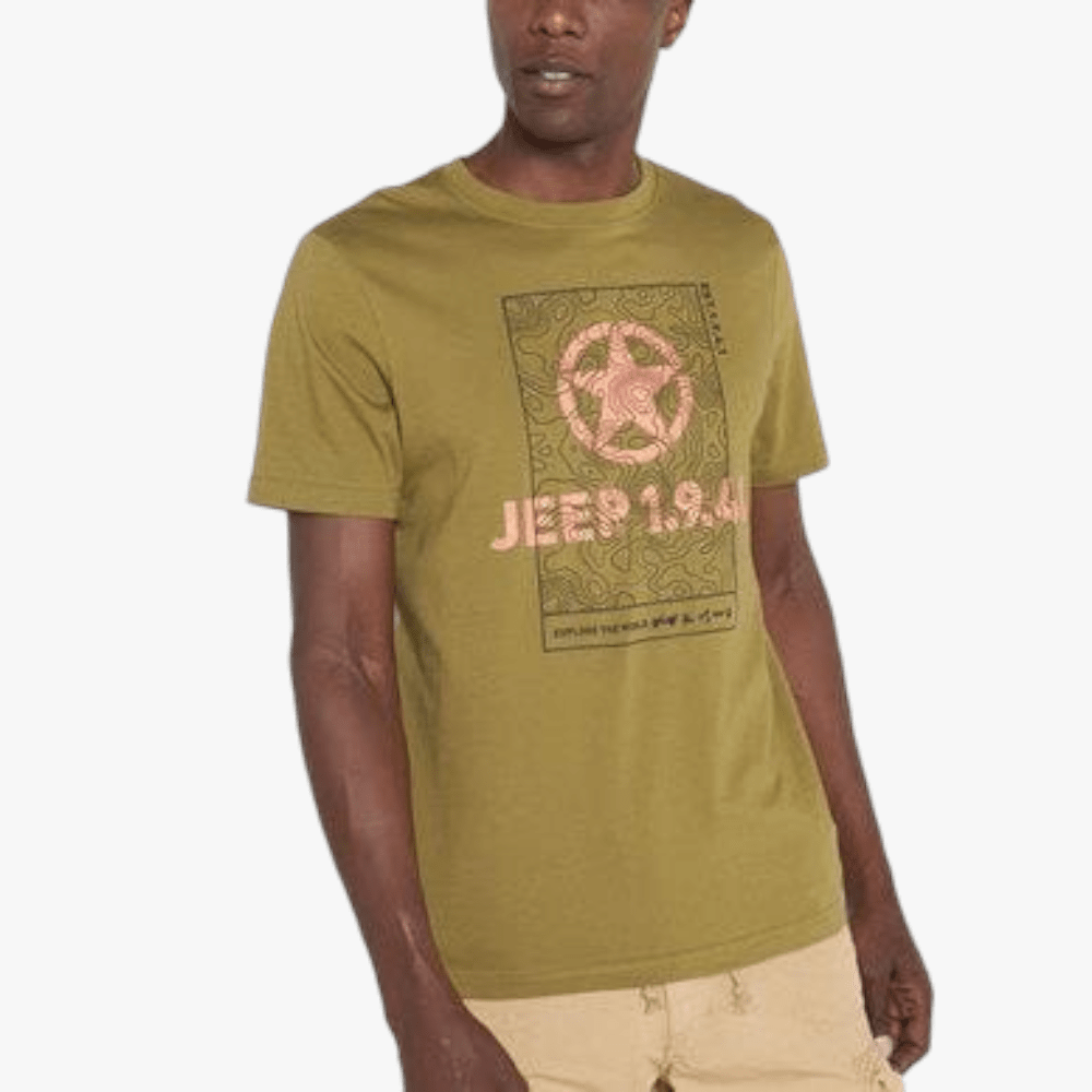 Jeep Mens Seasonal Graphic Short Sleeve Tee Kapok Green | Jeep