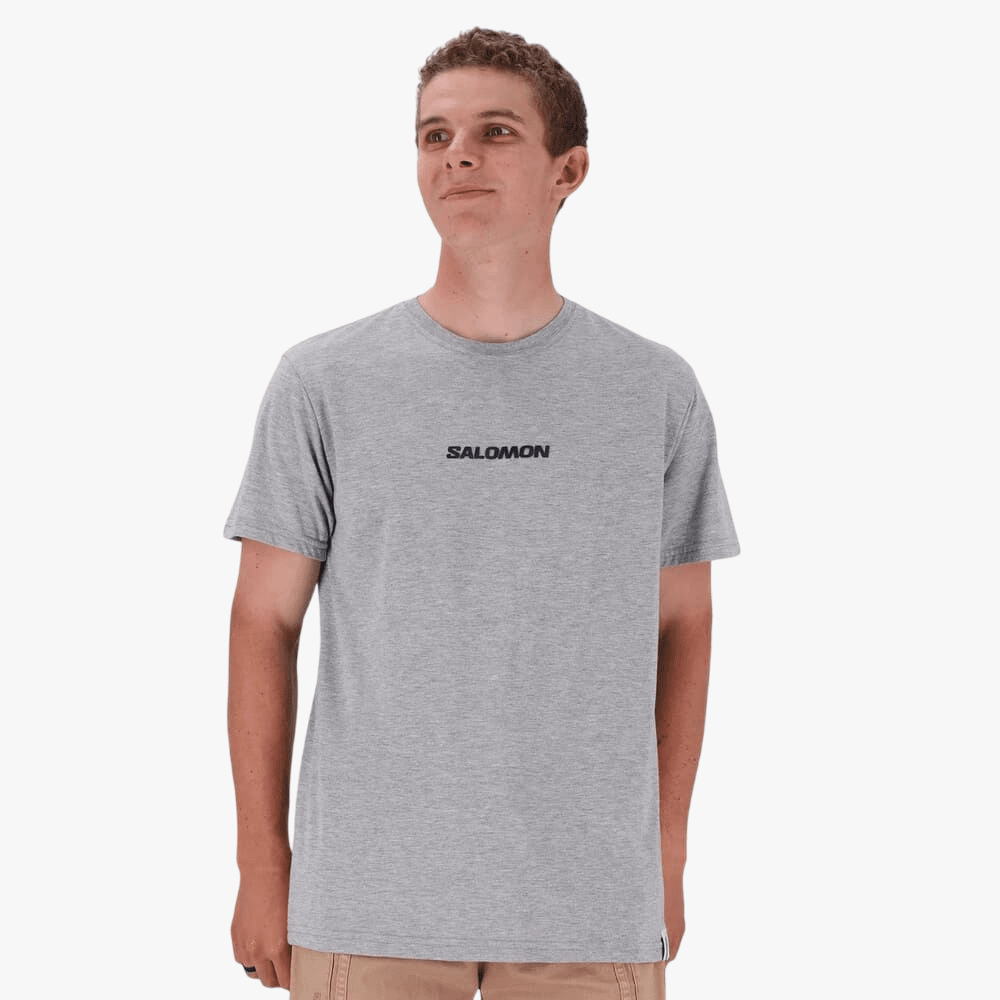 Salomon Mens Logo Short Sleeve Tee Grey Mel | Salomon