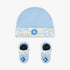 Converse Girls 2-piece set featuring a light blue beanie with a white and yellow daisy print band, and matching light blue