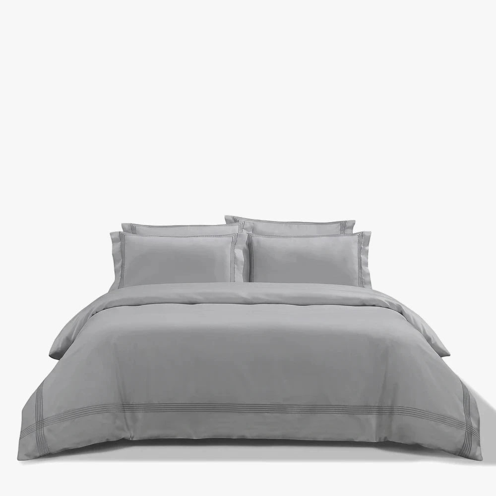Cotton Co Egyption Cotton 400 Thread Super King 260X230 Duvet Cover Silver | Cotton Co