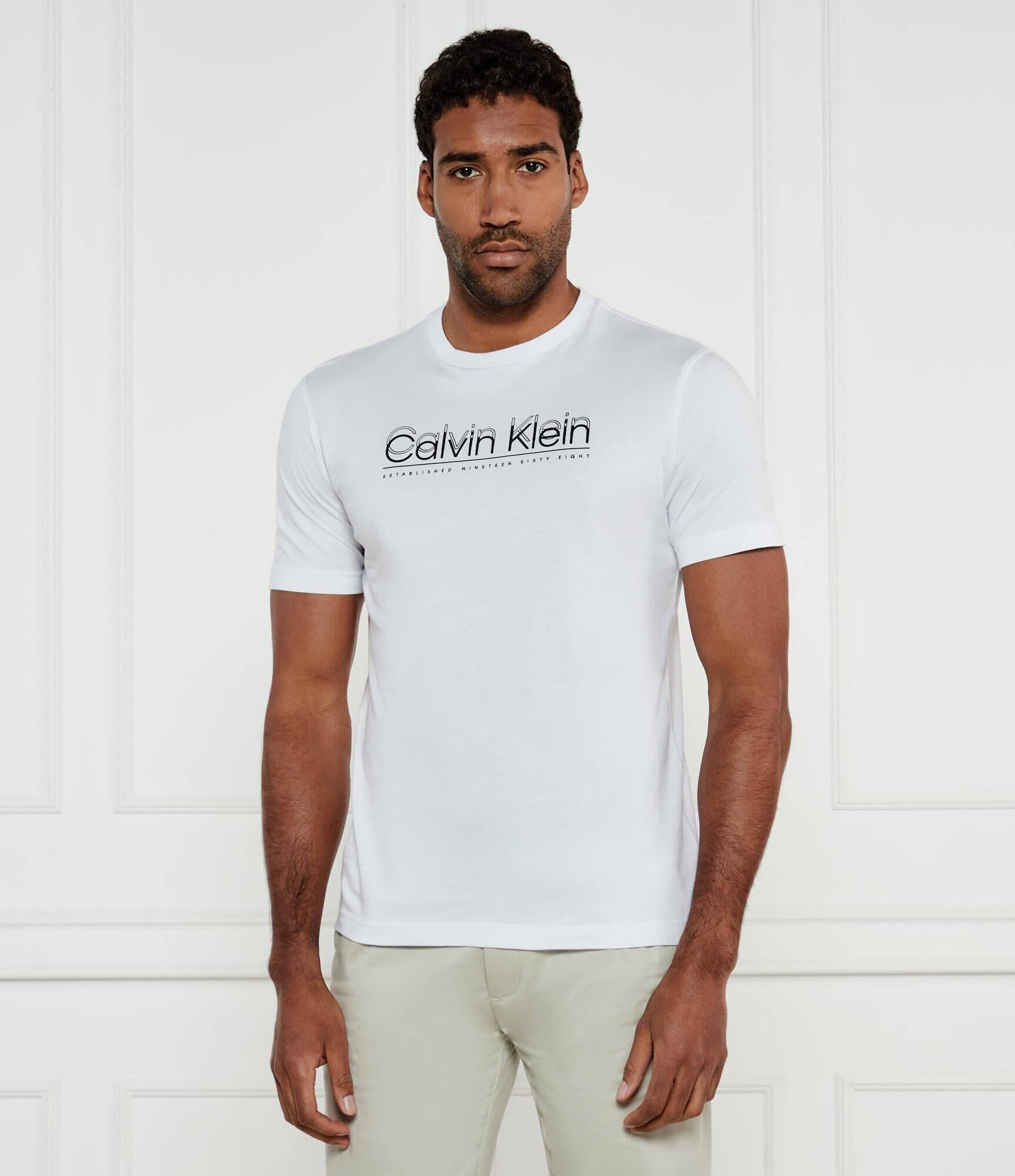 Calvin Klein Mens Double Logo Tee White | Calvin Klein