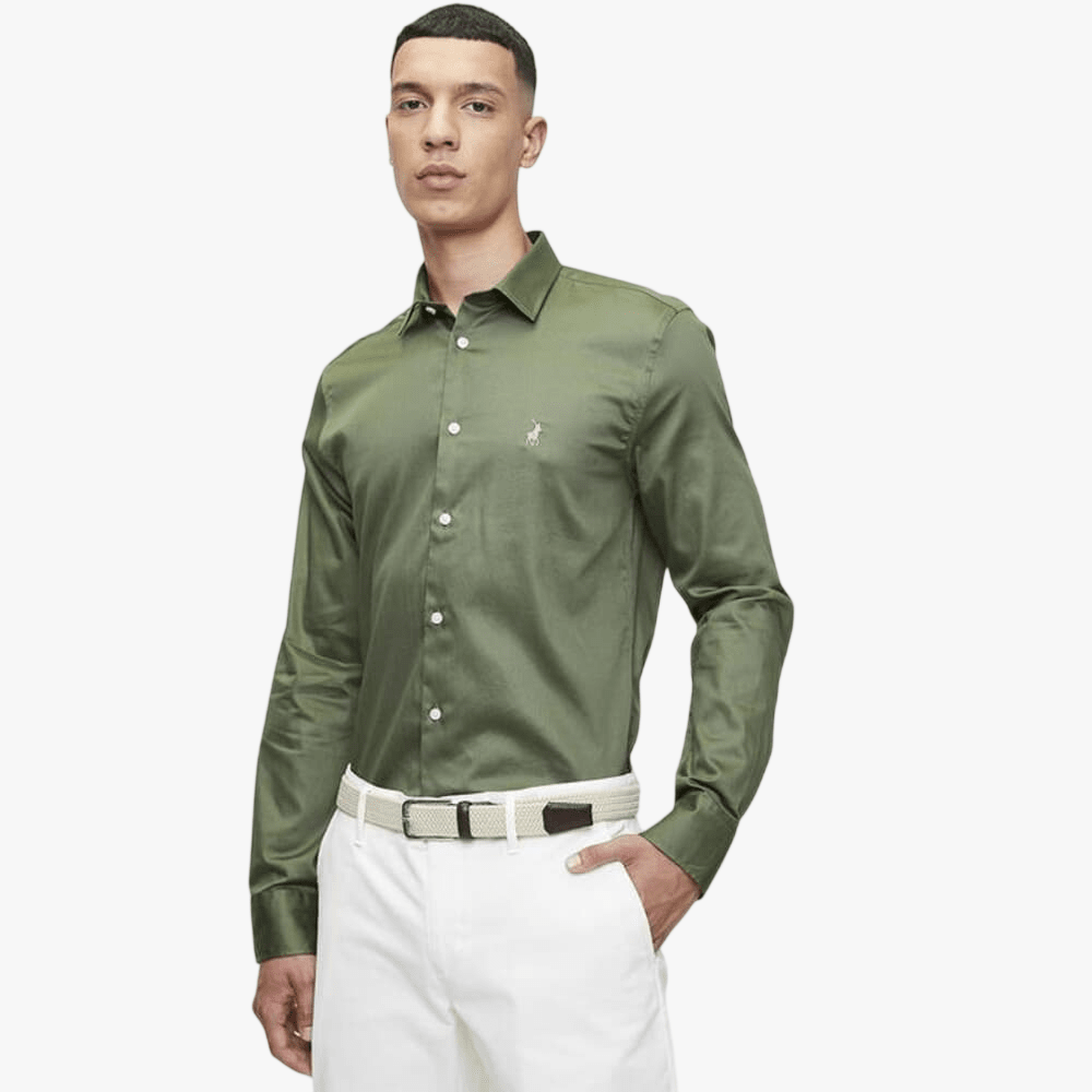 Polo Mens Greig Sateen Long Sleeve Shirt Fatigue | Polo
