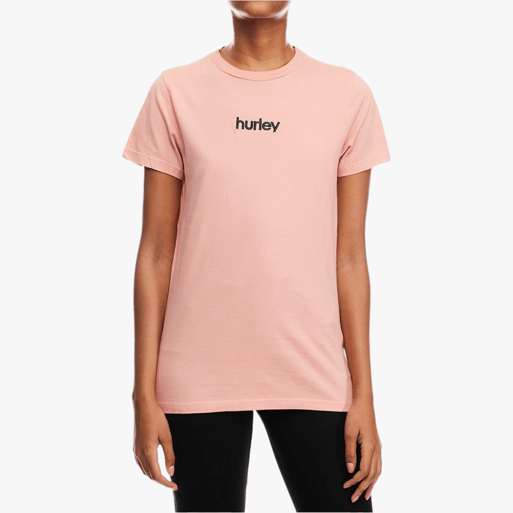 Hurley Womens Staple Embroidered Short Sleeve Tee Pink Hurley