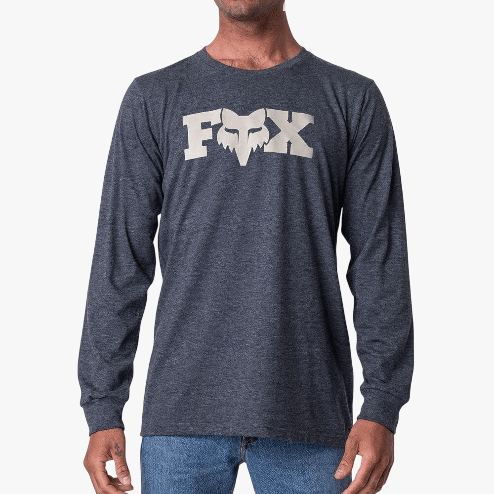 Fox Mens Heritage Long Sleeve Tee Black Melange | Fox