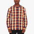Jeep Mens Yarn Dyed Check Long Sleeve Shirt Burgundy Yellow | Jeep