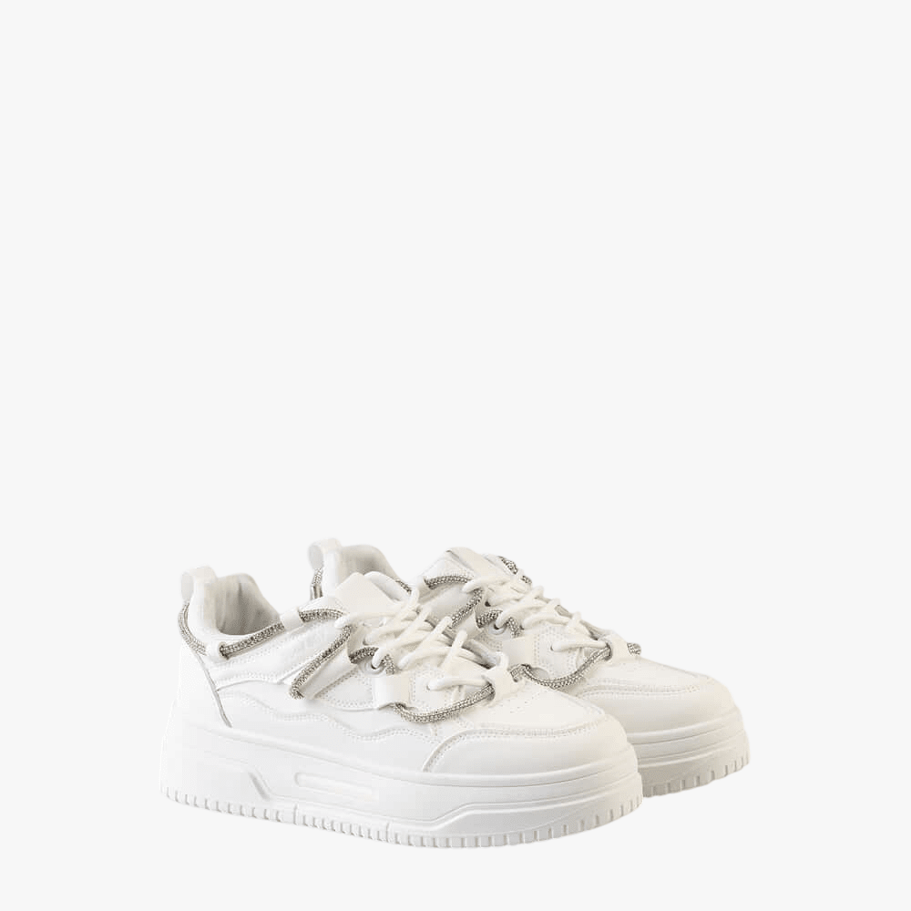 Sissy Boy Womens Chunky Diamante Band Sneaker White | Sissy Boy