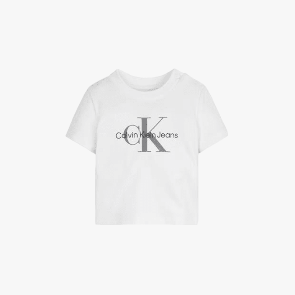 Calvin Klein Mens Iconic Monogram Short Sleeve Tee White Calvin Klein