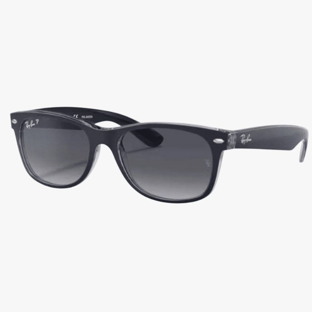 Rayban Mens New Wayfarer Nylon Sunglass Matt Black Medium Polarized Gradient Grey Lens | Rayban