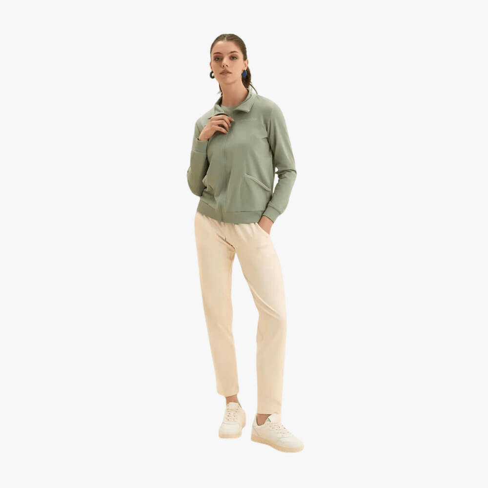 Freddy Womens High-Necked; Zip Sweatshirt In Stretch Jersey Iceberg Green | Freddy