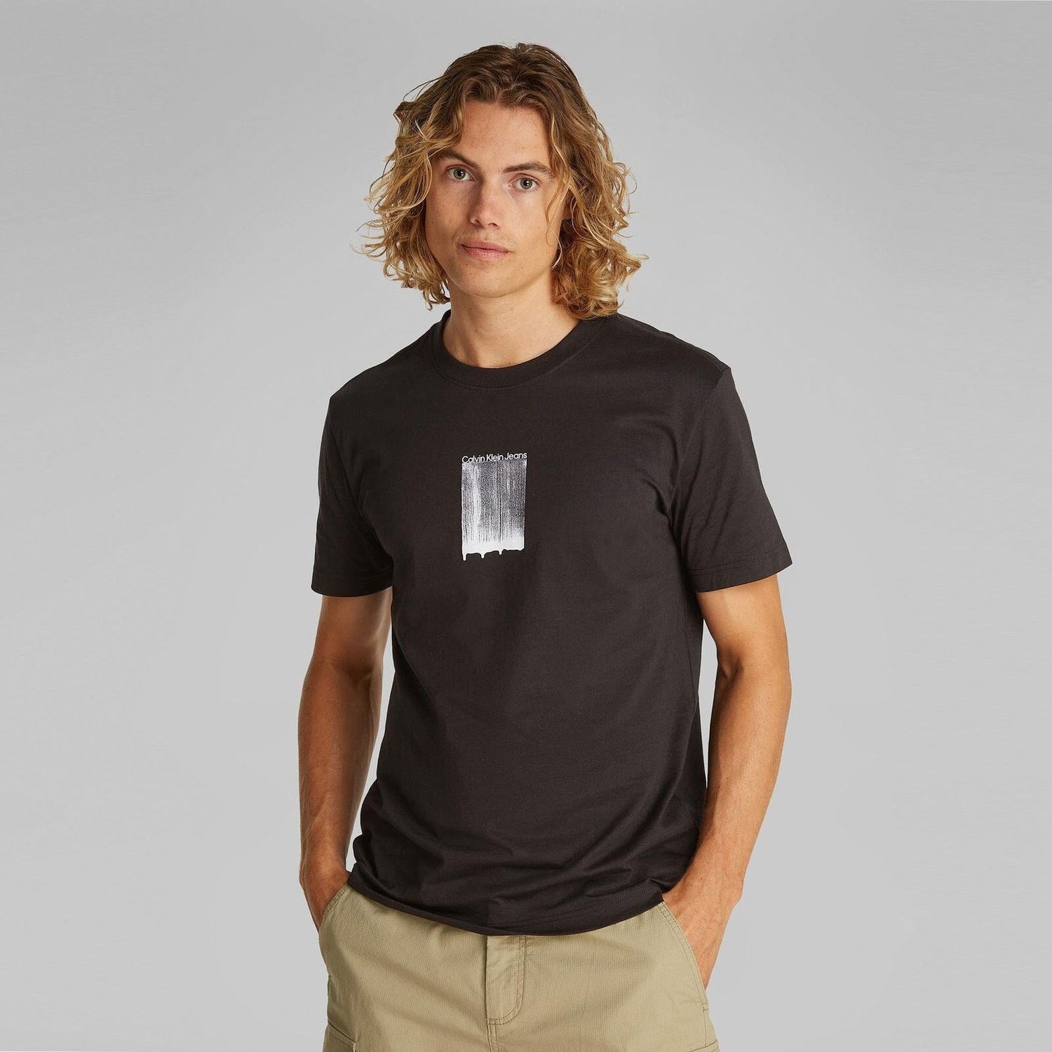 Calvin Klein Mens Brush Stroke Logo Tee Black | Calvin Klein