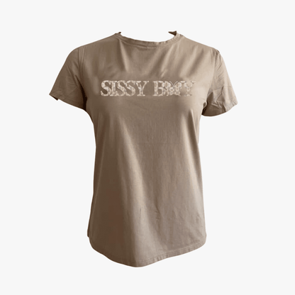 Sissy Boy Flower Embroid Bling Logo Short Sleeve Tee Stone | Sissy Boy