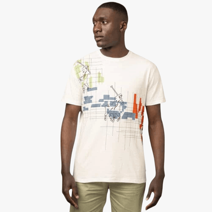 Polo Mens Distorted Printed Short Sleeve Tee Off White | Polo