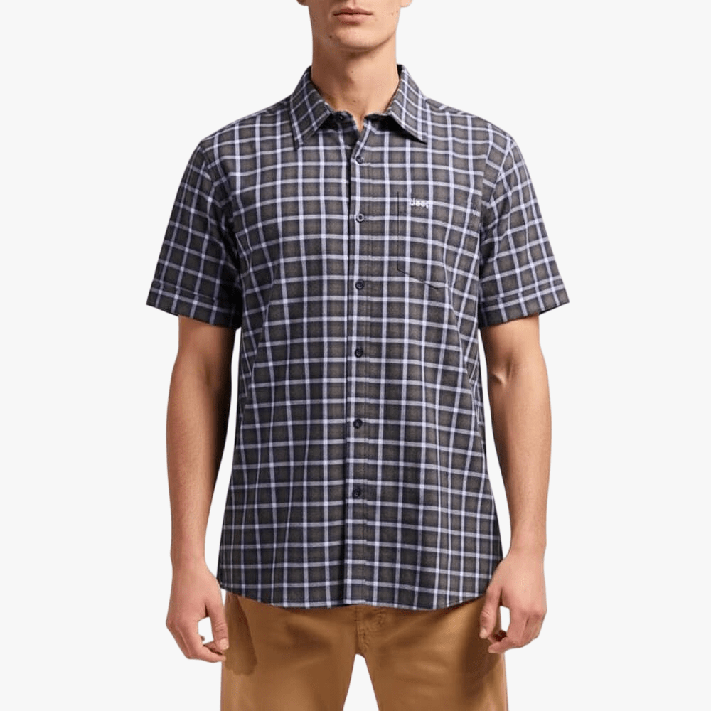 Jeep Mens Yd Check Short Sleeve Shirt Green Dream Plum | Jeep