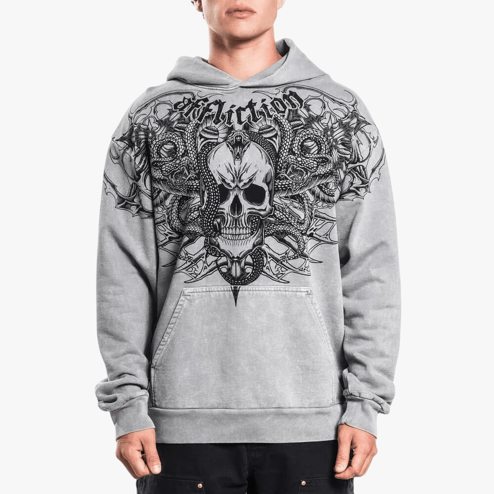Affliction Mens Deadly Hoody Natural Grey Lava Wash | Affliction
