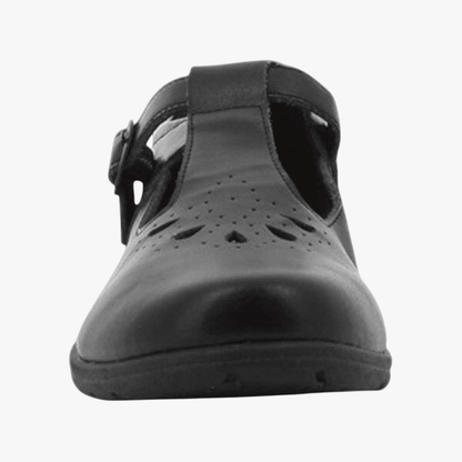 Hush Puppies Girls Youth School Crown T Strap Black Action Leather Shoe | Hush Puppies