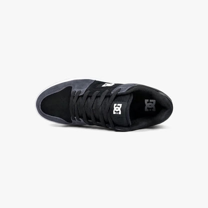 Dc Mens Manteca 4 Sneaker in grey, white, and black, displayed from a top-down perspective.