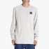 A male model wears a light grey Dc Mens Star long sleeve tee with a black DC logo on the left chest.