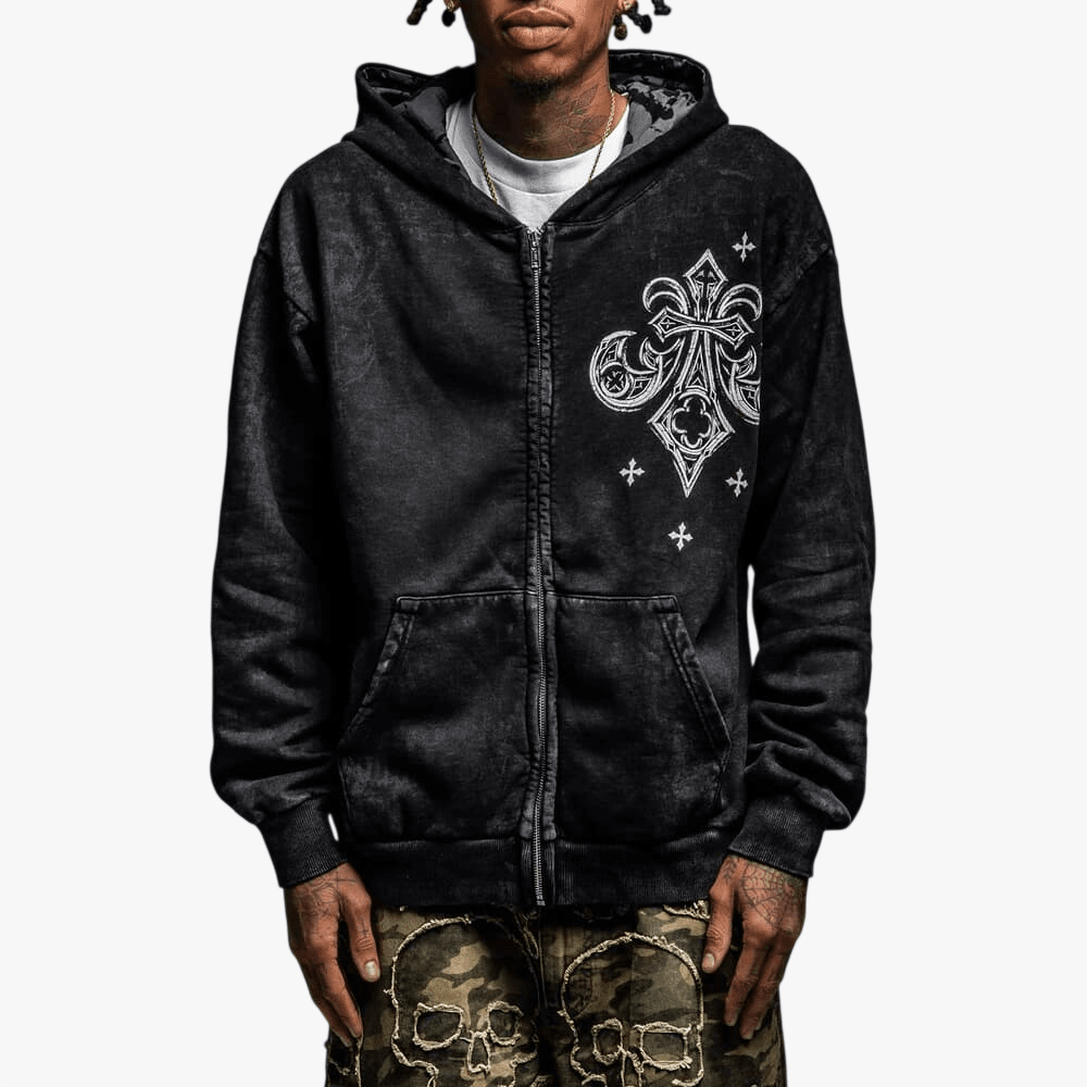 Affliction Mens Courage Zip Hood Black Lava Wash | Affliction