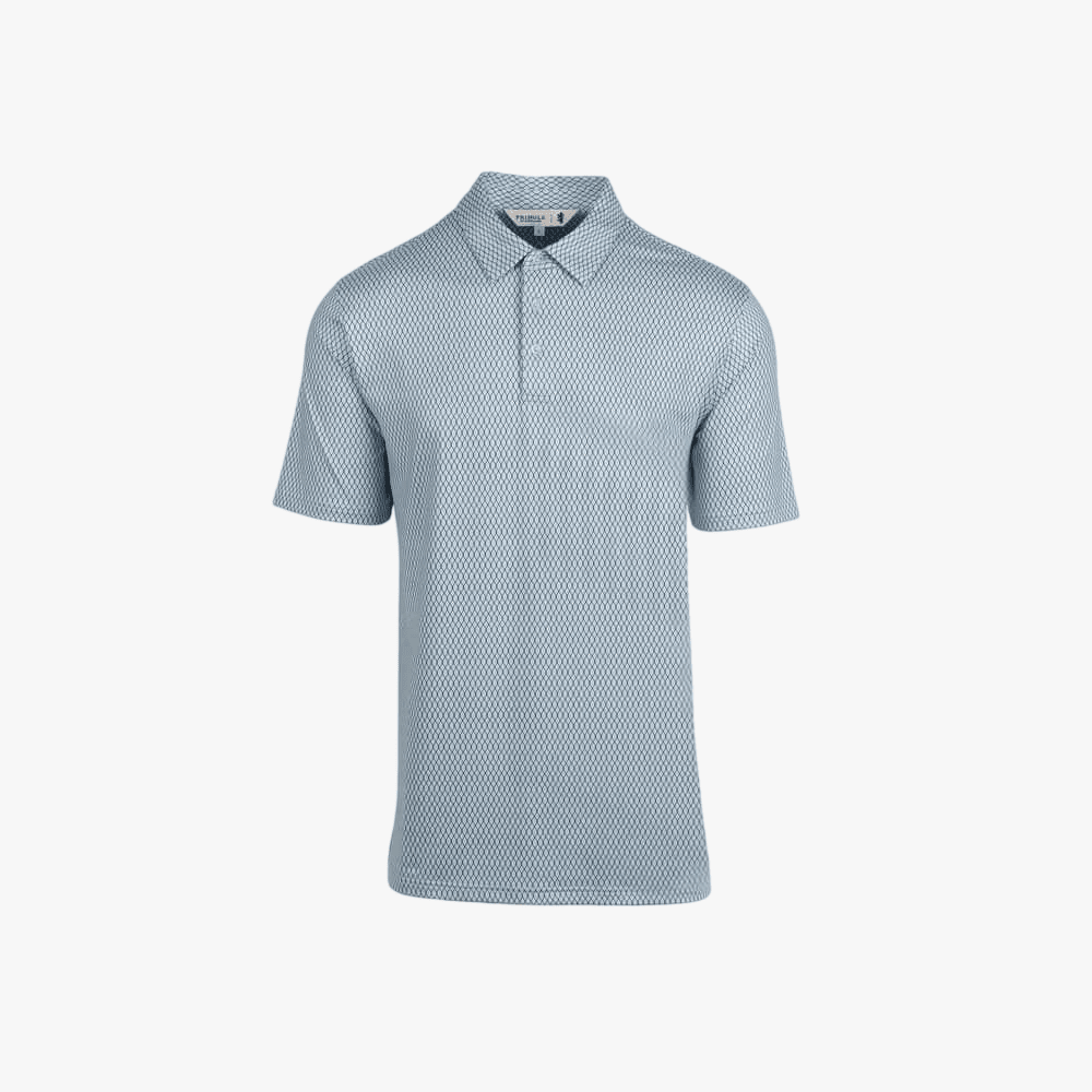 Pringle Mens Arnold Printed Technical Short Sleeve Golfer Blue | Pringle