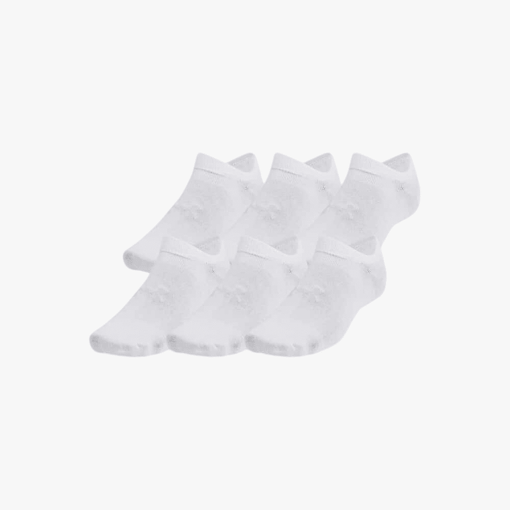 Under Armour Essential No Show 6 Pack Socks 100 White | Under Armour