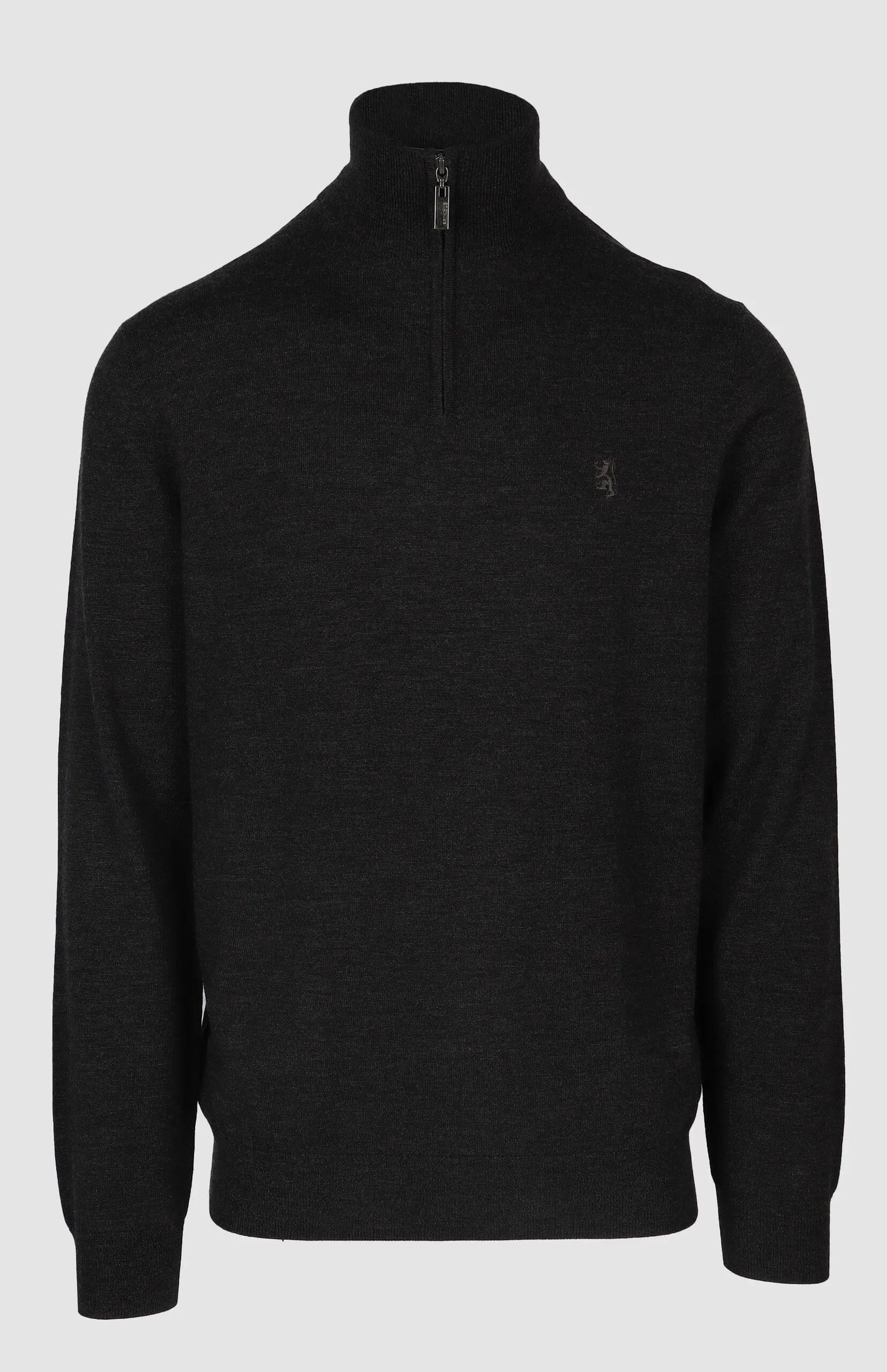 Pringle Mens Ernie 1/4 Zip Merino Wool Sweater Charcoal | Pringle