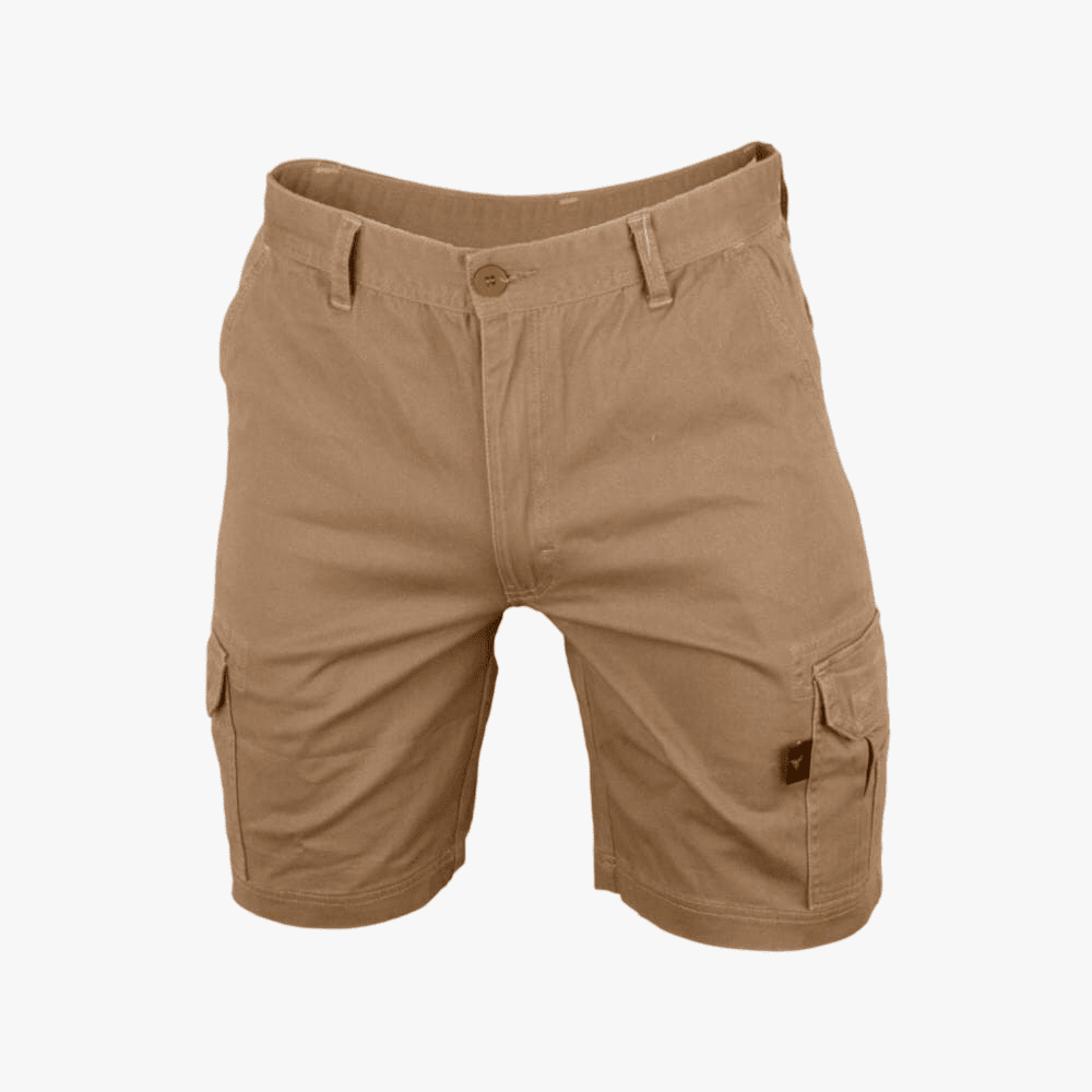 Wildebees Mens Stretch Flexi Cargo Shorts Khaki | Wildebees