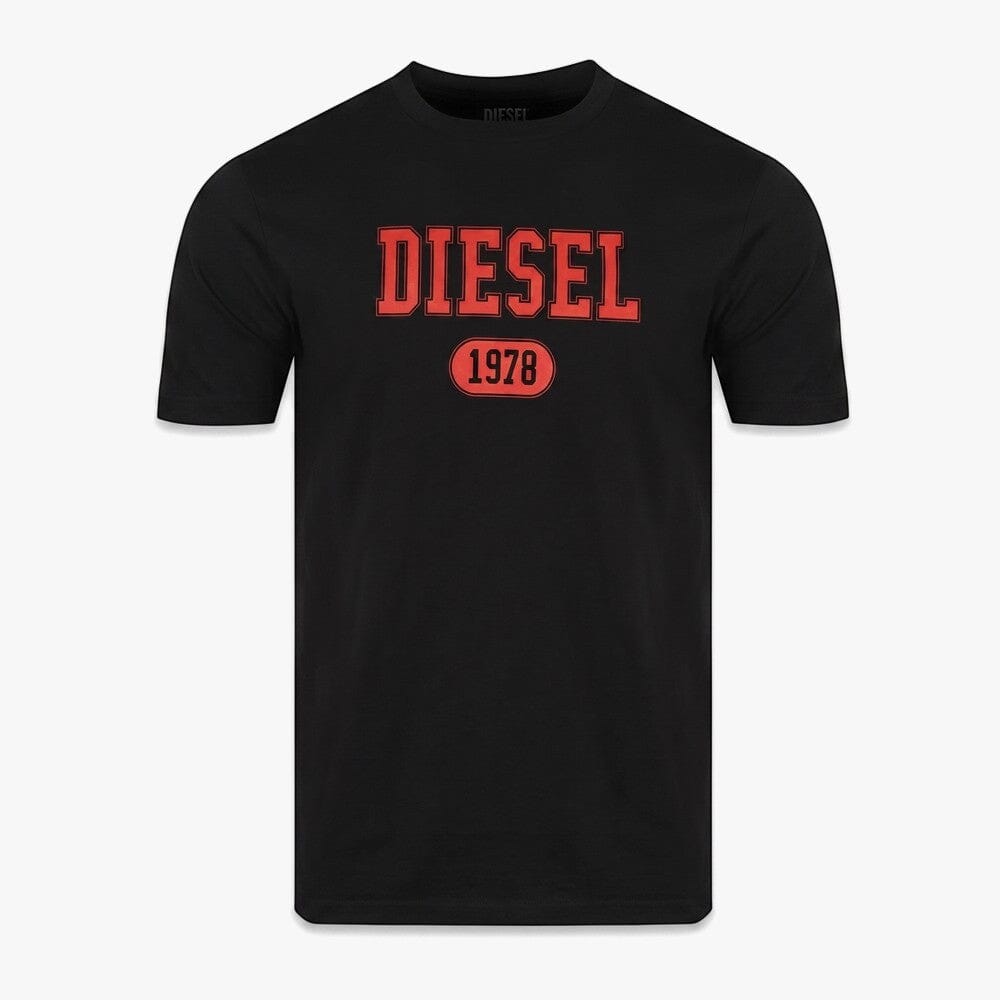 Diesel Mens Logo Varsity Tee 900 Black | Diesel