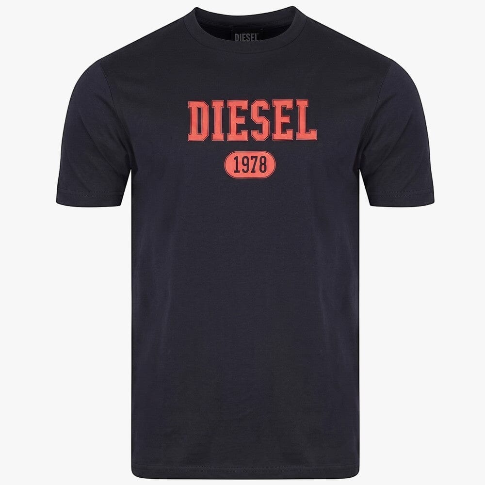 Diesel Mens Logo Varsity Tee 81E Navy | Diesel