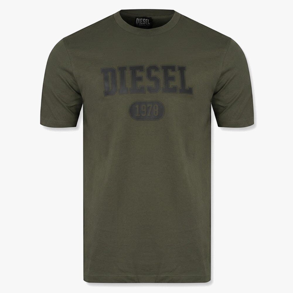 Diesel Mens Logo Varsity Tee 5Ix Green | Diesel