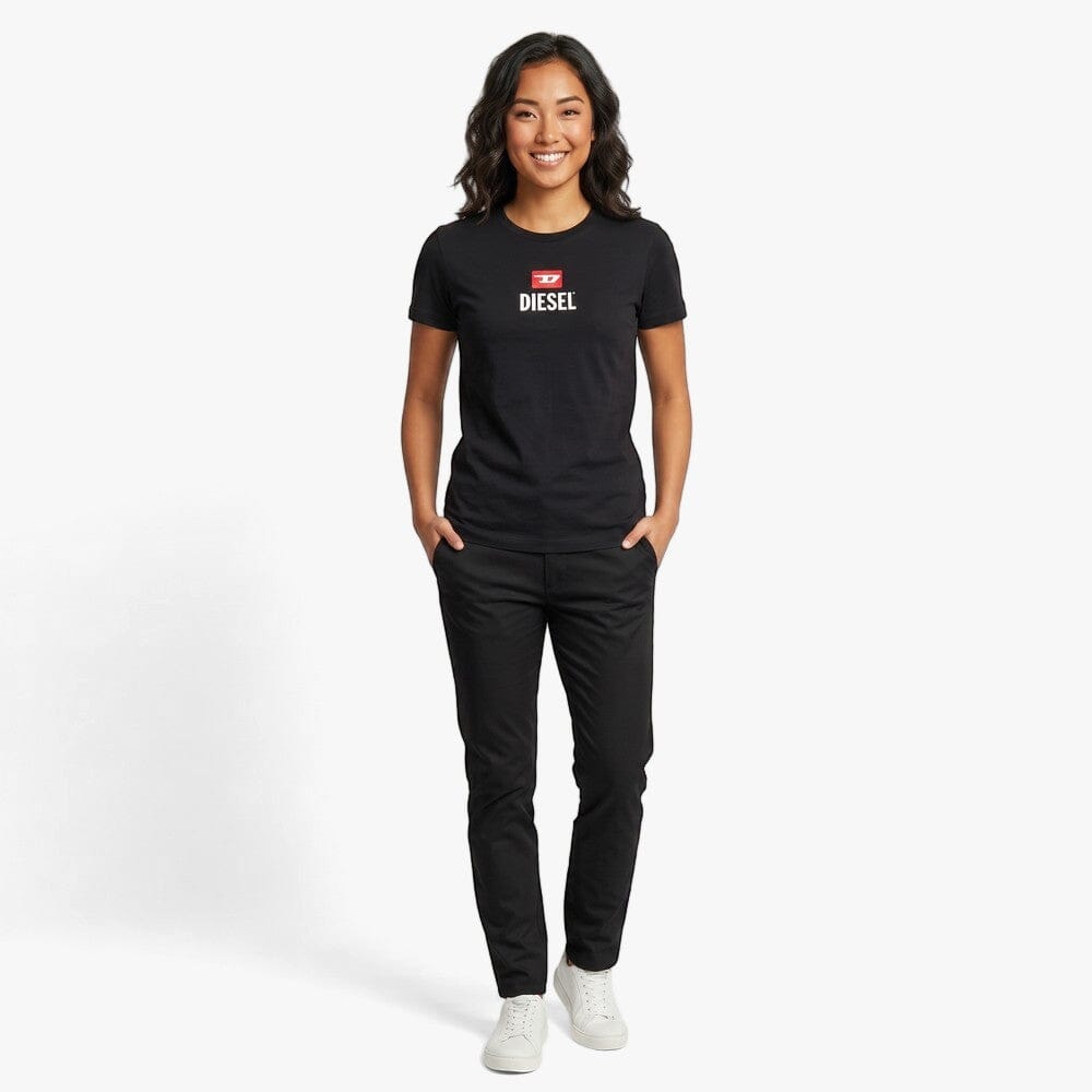 Diesel Womens Just Small New D Logo Tee Black | Diesel