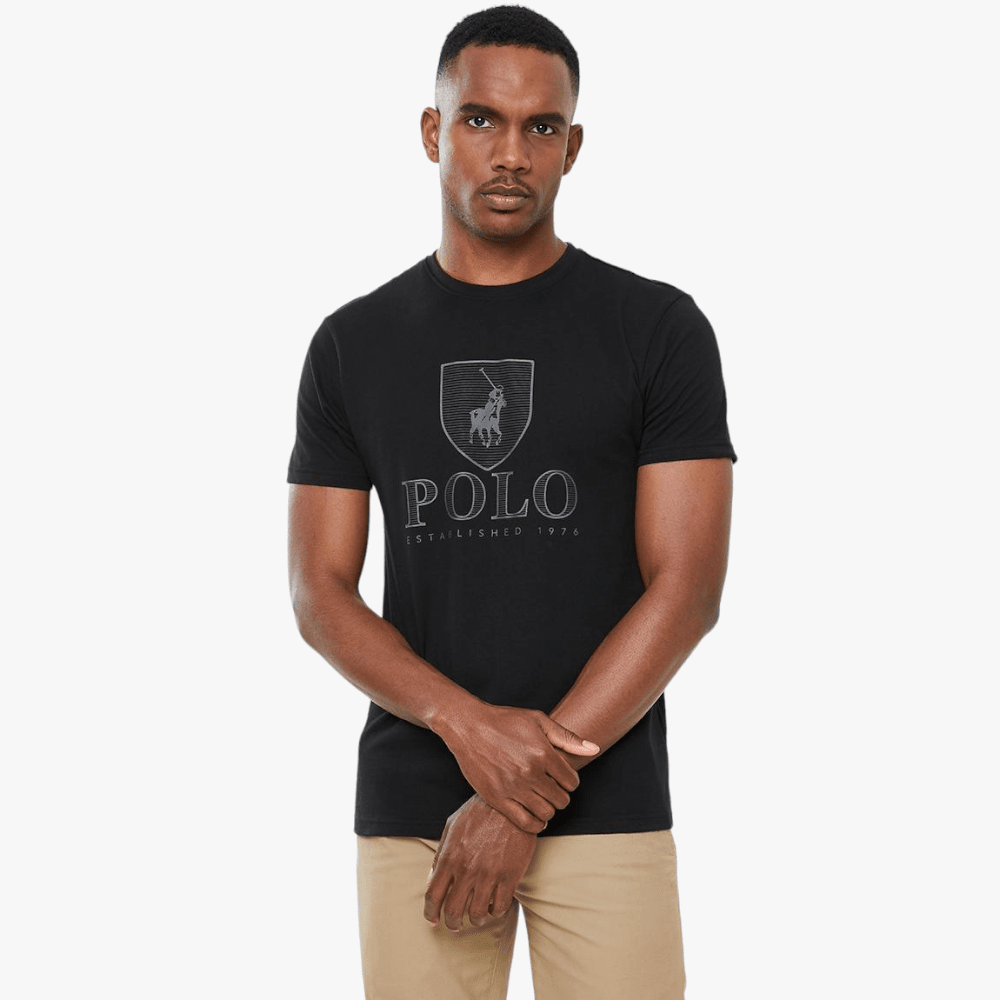 Polo Mens Cory Crest Crew Neck Short Sleeve Tee Black | Polo