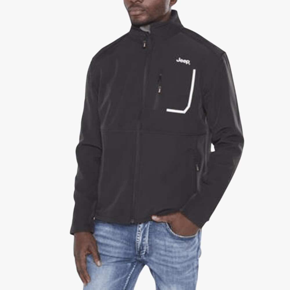 Jeep Mens Funnel Neck Soft Shell Jacket Black | Jeep