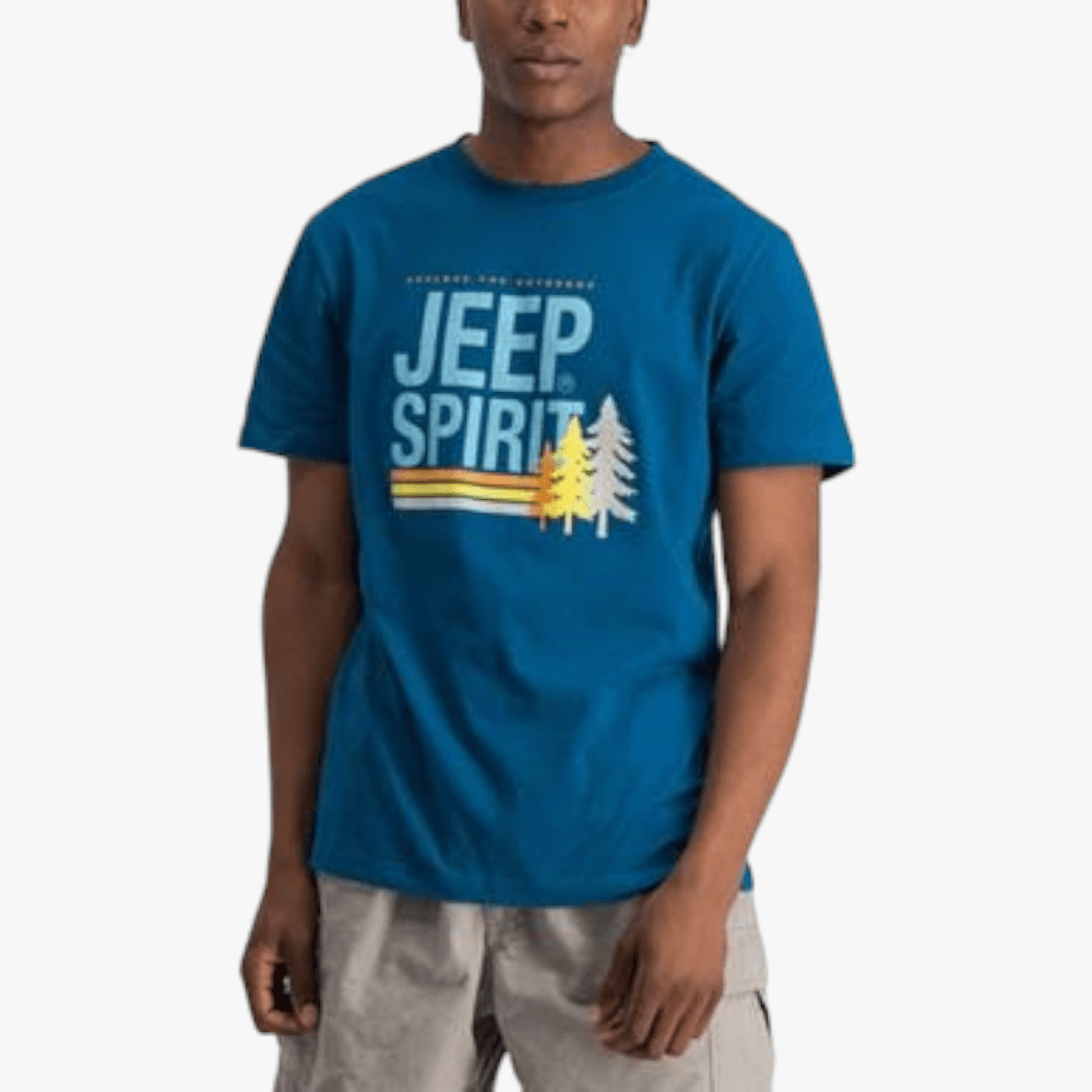 Jeep Mens Fashion Print Short Sleeve Tee Deep Ocean | Jeep