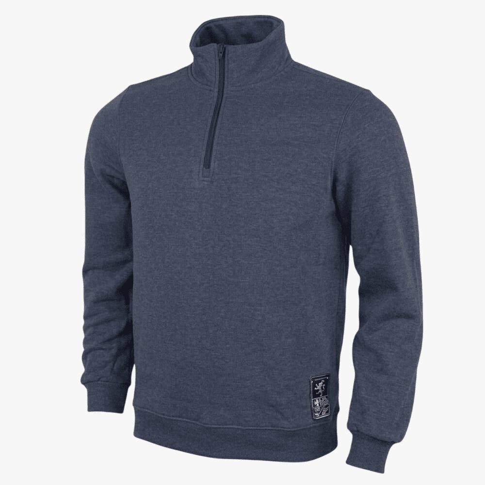 Wildebees Mens 1/4 Zip Fleece Sweater Denim Mel | Wildebees
