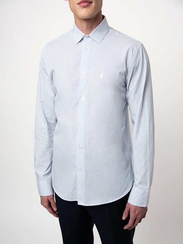 Polo Mens Long Sleeve Micro Dobby Check Shirt White | Polo