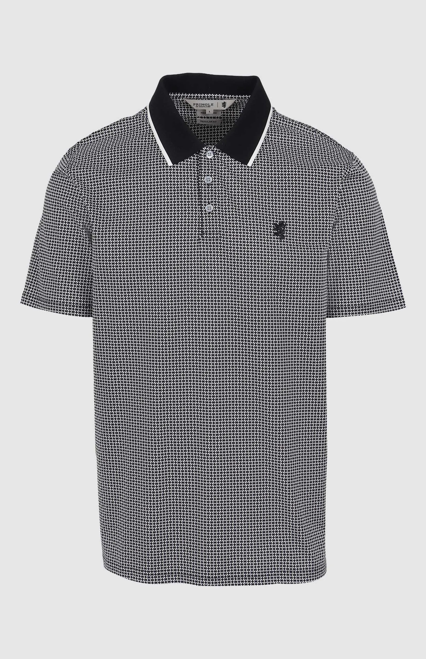 Pringle Mens Joel Printed Mercerised Golfer Black