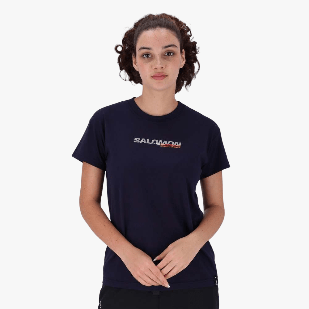 Salomon Womens Strike Out Short Sleeve Tee Navy Blazer | Salomon