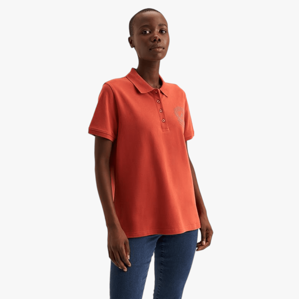 Polo Womens Nailhead Short Sleeve Golfer Orange | Polo