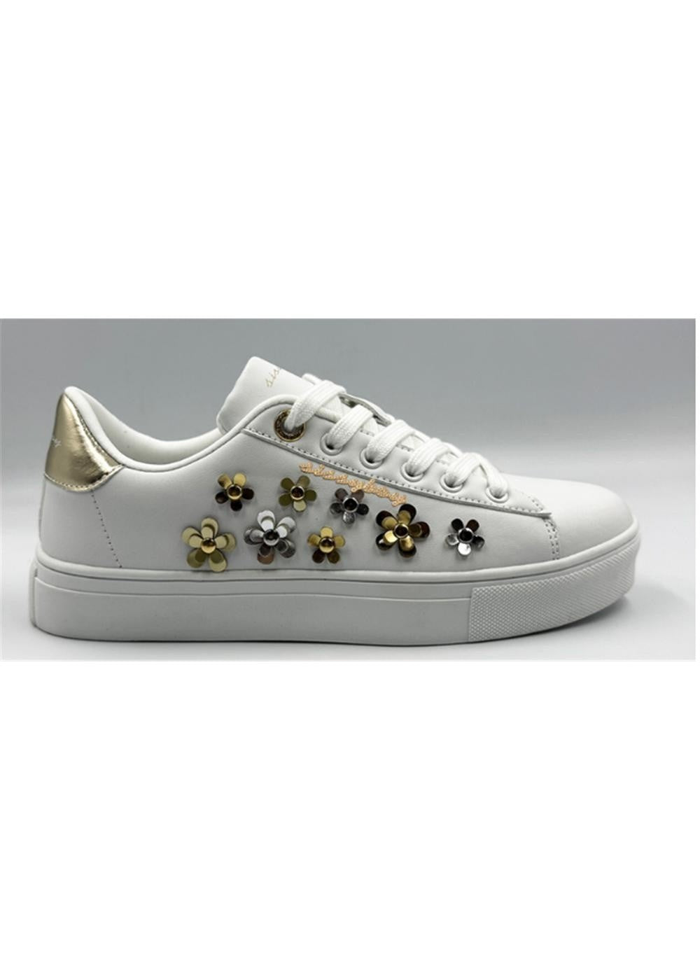 Sissy Boy Womens Tinley Sneakers 3D Flower Sneaker White