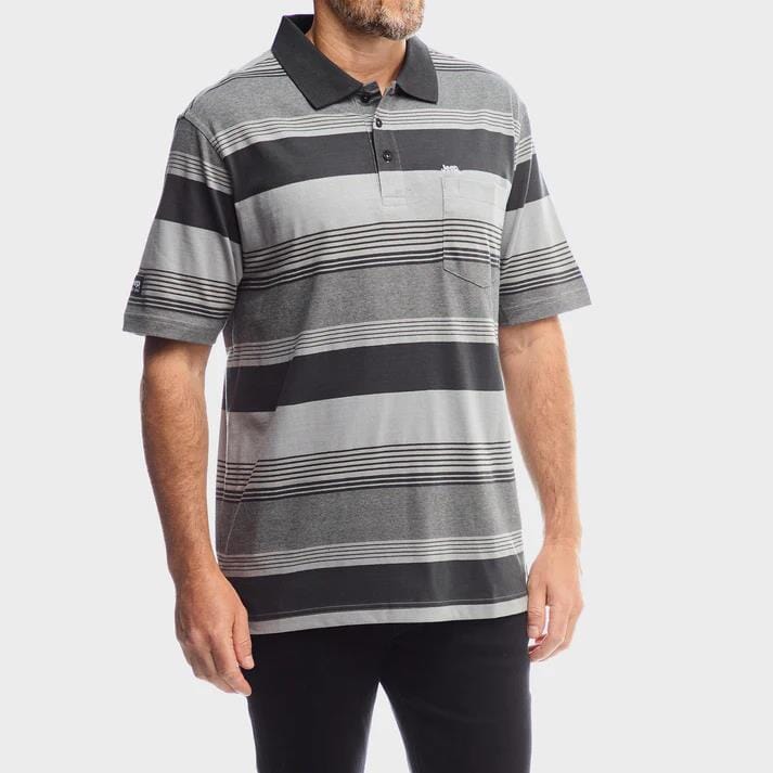 Jeep Mens Yd Stripe Short Sleeve Golfer Multi | Jeep