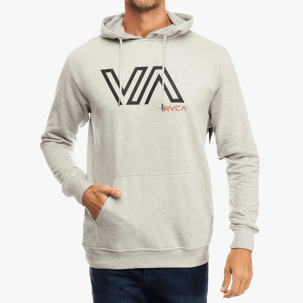 Rvca Mens Va Stencil Hoodie Grey Melange | Rvca
