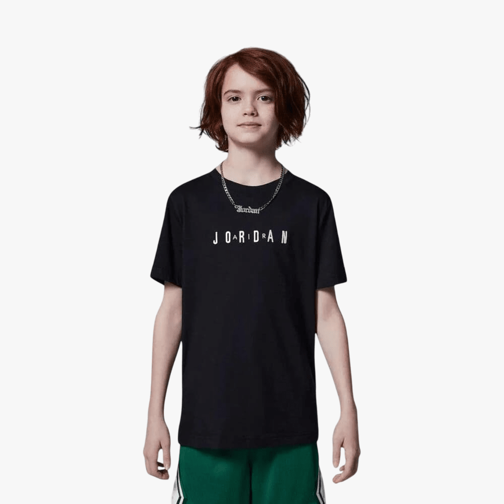 Nike Boys Jdb Mj Wordmark Emb Crew Short Sleeve Tee Black | Nike