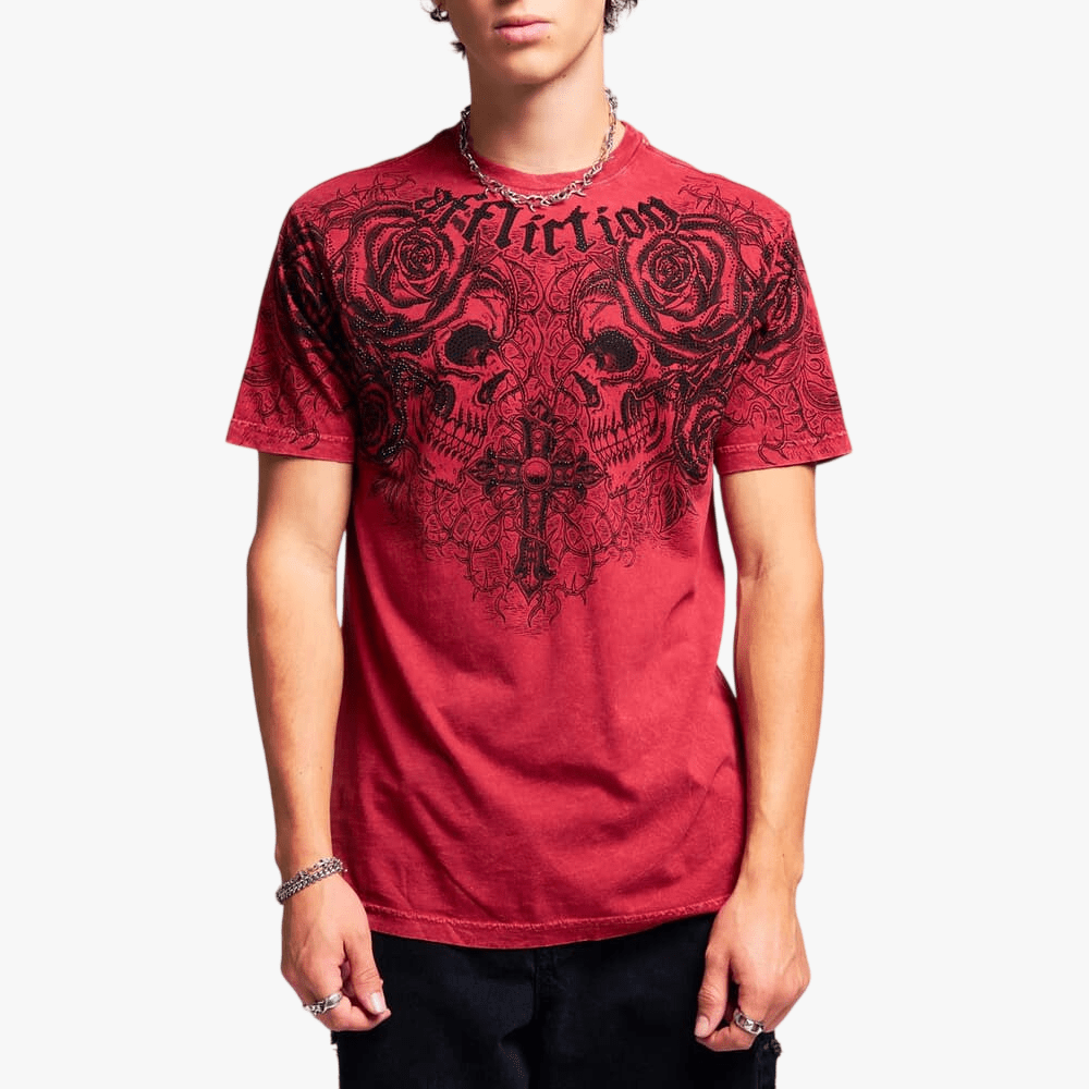 Affliction Mens Forgotten Tee Red Lava Wash | Affliction