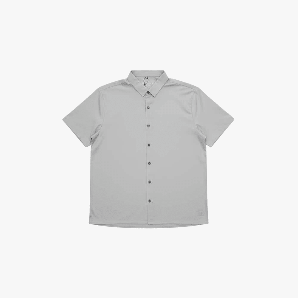 Enrico Coveri Roma Short Sleeve Button Up Golfer Silver | Enrico Coveri
