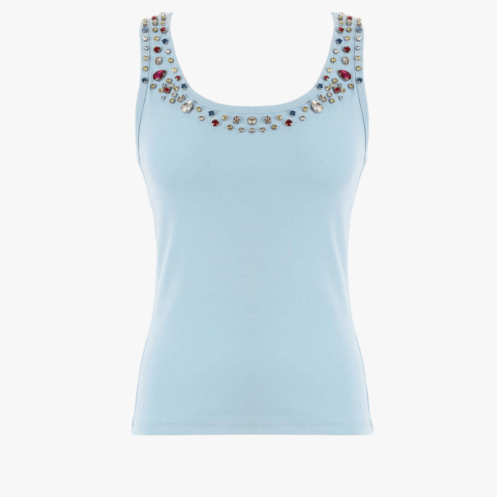Sissy Boy Womens Multi Coloured Bling Rib Vest Blue | Sissy Boy