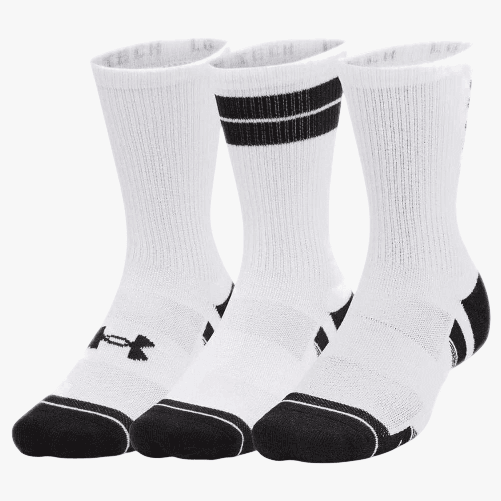 Under Armour Perf Tech Nov 3 Pack Crew Socks 101 White | Under Armour